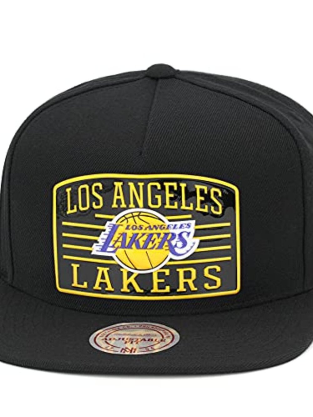 Mitchell & Ness Los Angeles Lakers Snapback Hat Adjustable Cap - Black/XL Plate